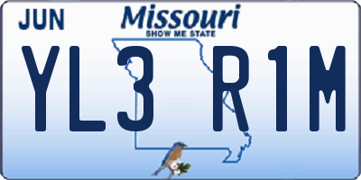 MO license plate YL3R1M