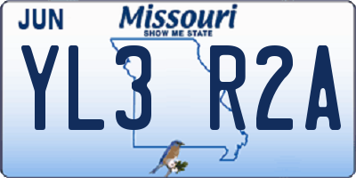MO license plate YL3R2A