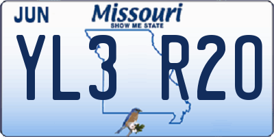 MO license plate YL3R2O