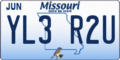 MO license plate YL3R2U