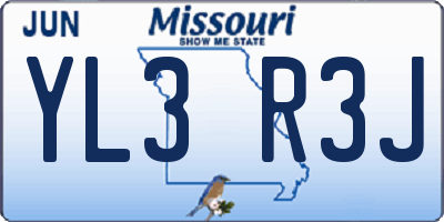 MO license plate YL3R3J