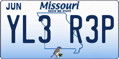 MO license plate YL3R3P
