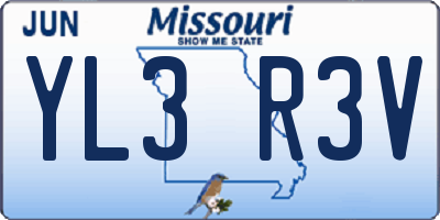 MO license plate YL3R3V