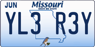MO license plate YL3R3Y