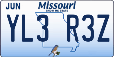 MO license plate YL3R3Z