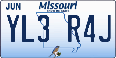 MO license plate YL3R4J