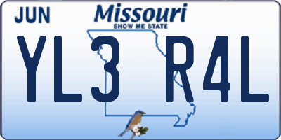 MO license plate YL3R4L