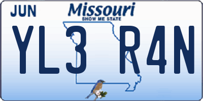 MO license plate YL3R4N