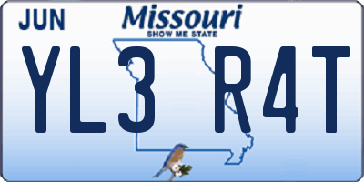 MO license plate YL3R4T