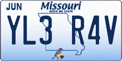 MO license plate YL3R4V