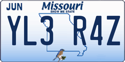 MO license plate YL3R4Z
