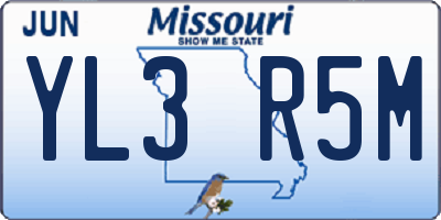 MO license plate YL3R5M