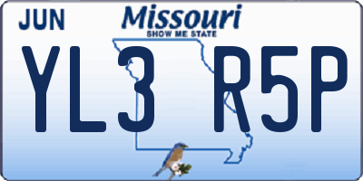 MO license plate YL3R5P