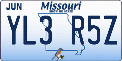MO license plate YL3R5Z