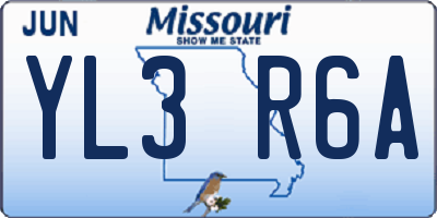 MO license plate YL3R6A