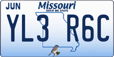 MO license plate YL3R6C