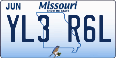 MO license plate YL3R6L