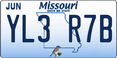 MO license plate YL3R7B
