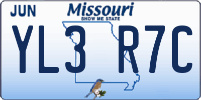 MO license plate YL3R7C