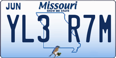 MO license plate YL3R7M