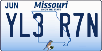 MO license plate YL3R7N