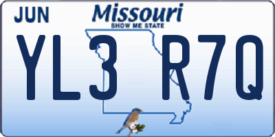 MO license plate YL3R7Q