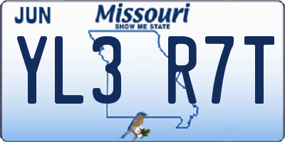 MO license plate YL3R7T