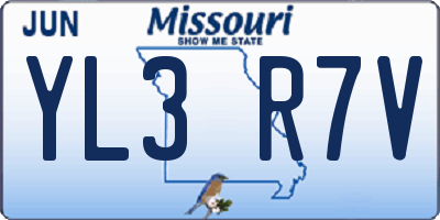 MO license plate YL3R7V