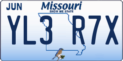 MO license plate YL3R7X