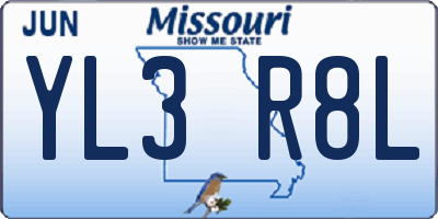 MO license plate YL3R8L