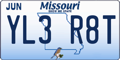 MO license plate YL3R8T