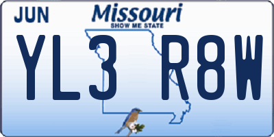 MO license plate YL3R8W