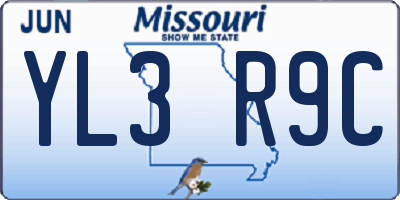 MO license plate YL3R9C