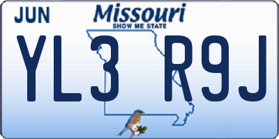 MO license plate YL3R9J