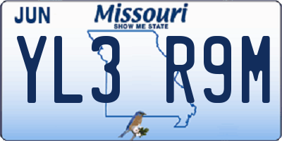 MO license plate YL3R9M