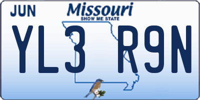MO license plate YL3R9N