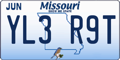 MO license plate YL3R9T