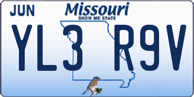 MO license plate YL3R9V