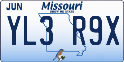 MO license plate YL3R9X