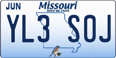 MO license plate YL3S0J
