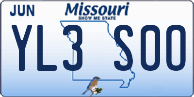 MO license plate YL3S0O