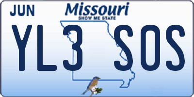 MO license plate YL3S0S