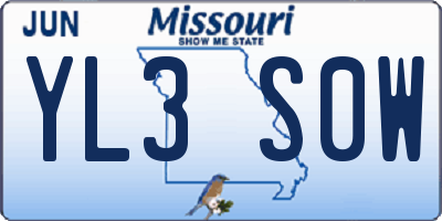 MO license plate YL3S0W