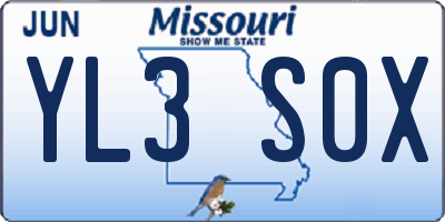 MO license plate YL3S0X