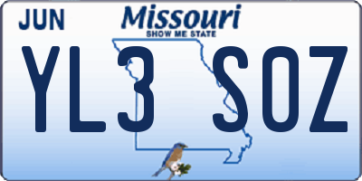 MO license plate YL3S0Z
