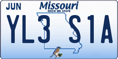MO license plate YL3S1A