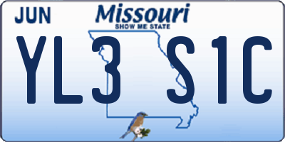 MO license plate YL3S1C