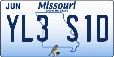 MO license plate YL3S1D