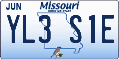 MO license plate YL3S1E