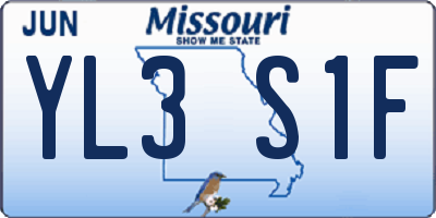 MO license plate YL3S1F